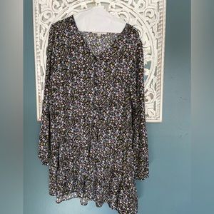 Loft: floral button flippy dress in XS